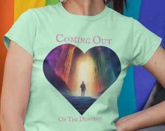 Coming Out of the Dungeon Pride T-Shirt: LGBTQ Gamer Tee