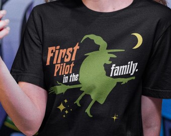 Funny Witch T-Shirt: Retro Halloween Broomstick Tee