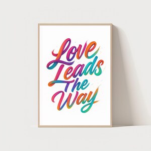 Póster tipográfico &quot;El amor guía el camino&quot;, regalo para el Día de la Madre, afirmaciones para mamá, arte mural para el Día de la Madre, regalo para mamá, arte imprimible para mamá