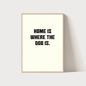 Home Is Where The Dog Is Typography Poster, Funny Dog Quote, Dog Owner Wall Print, Pet Humor, Dog Lover Gift, Dog Home Decor