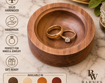 Small Hardwood Ring Dish | Handmade Wooden Jewelry Tray | Ring Holder | Wedding Ring Dish | Engagement Gift | Walnut Maple Cherry