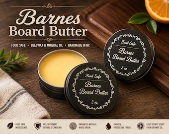 Barnes Board Butter | Food Safe Cutting Board Conditioner | Beeswax & Mineral Oil Wood Butter | Butcher Block and Wooden Utensil Care