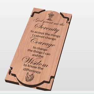 Digitaal bestand Serenity Prayer voor VCarve en SVG voor Xtool