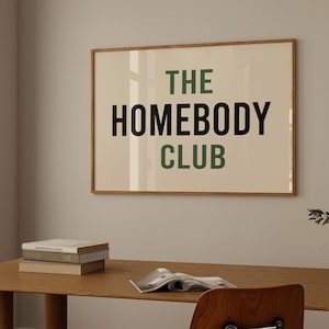 The Homebody Club Print, Eclectic Wall Art, Entryway Above Couch Decor, Retro Apartment Poster, Mid Century Modern Home
