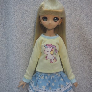 BJD Clothes | Mini Dollfie Dream MDD Super Dollfie MSD Blue Yellow Sweater - Unicorn