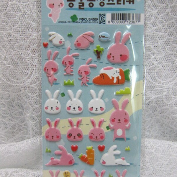 Korea Lovely Rabbit Puffy Sticker