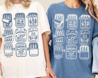 Vintage Sardines Comfort Colors Shirt: Fisherman Coastal Tee