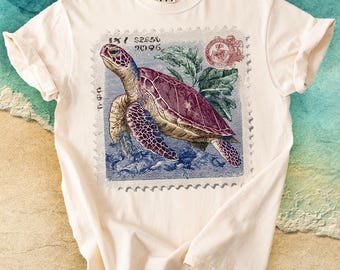 Vintage Sea Turtle Shirt, Coastal Summer Tee, Retro Ocean Animal T-Shirt, Marine Life Tees