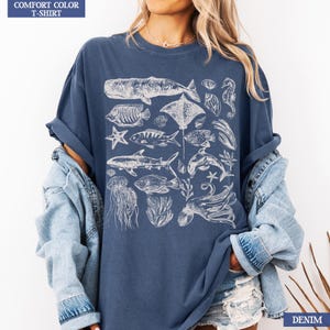 Shirt Sea Animal, T-shirt Ocean Life, Sea Lover-cadeau, T-shirt Beach Explorer, vintage oceanen