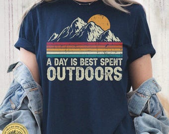 Camisa de montanha, camiseta vintage de montanha, camiseta masculina para atividades ao ar livre, camiseta para caminhada, camiseta para amantes de acampamento, camiseta retrô para amantes de montanha, camisetas masculinas, presente para caminhada