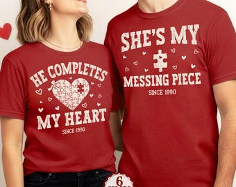 Valentine Couple Shirt, Matching Puzzle Heart Tshirt, Valentines Couples Gift, Friends Valentine Tees