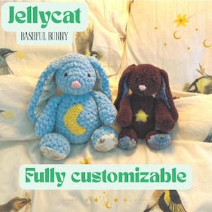 Customizable Jellycat Bunny – Handmade Bashful Bunny Style – Crochet Bunny – Amigurumi Rabbit – Fluffy Bunny Plushie – Customizable Details