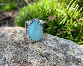 Blue/Green Chalcedony Ring / Chalcedony Ring / Artisan Ring / Artisan Jewelry / Boho Ring / Boho Jewelry / Silversmith Jewelry / Southwest