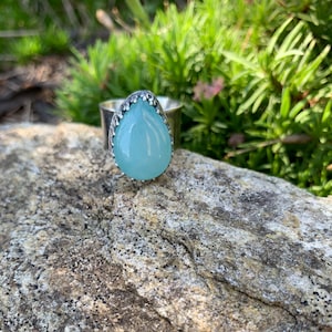 Blue/Green Chalcedony Ring / Chalcedony Ring / Artisan Ring / Artisan Jewelry / Boho Ring / Boho Jewelry / Silversmith Jewelry / Southwest
