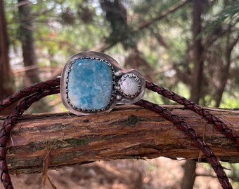 Larimar Bolo / Bolo Tie / Artisan Bolo Tie / Men's Bolo / Women's Bolo / Handmade Bolo Tie / Larimar Jewelry / Silversmith Bolo Tie