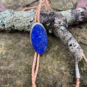 Bolo Tie / Lapis Bolo Tie / Lapis Accessory / Lapis Handmade Jewelry / Cowgirl Bolo / Artisan Bolo Tie / Southwestern Bolo Tie