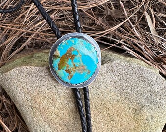 Bolo Tie / Turquoise Bolo Tie / Southwestern Bolo Tie / Boho Bolo Tie / Artisan Jewelry / Artisan Bolo Tie / Silversmith Jewelry /