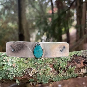 French Barrette / Turquoise Barrette / Sterling Barrette / Boho Barrette / Southwestern Barrette / Artisan Barrette / Artisan Jewelry