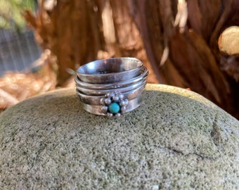 Custom   - This ring has sold and is unavailable and is a Custom / Sterling Silver Turquoise Spinner Ring / Boho Ring / Turquoise Ring