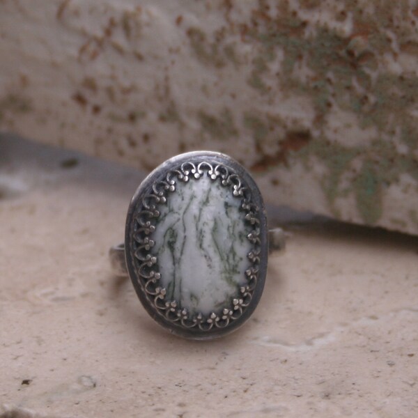 Naturholz Semi Edelstein Silber Metall Smith Boho urig rustikale Waldland Anweisung Achatring