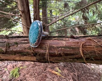 Amazonite Ring / Sterling Silver Ring / Blue Aqua Ring / Turquoise Ring Amazonite Jewelry Boho Ring Statement Ring Sterling Ring