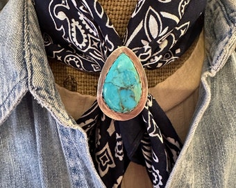 Bandana Slide Scarf Slide Turquoise Slide Artisan bandana slide handmade slide boho slide turquoise jewelry turquoise accessory