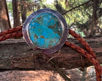 Bolo Tie / Turquoise Bolo Tie / Southwestern Bolo Tie / Boho Bolo Tie / Artisan Jewelry / Artisan Bolo Tie / Silversmith Jewelry /