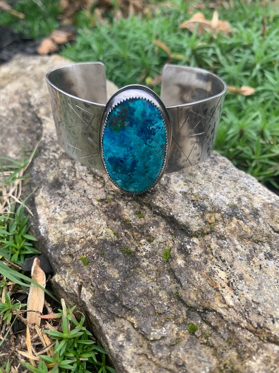 Shattuckite Cuff Shattuckite Sterling Cuff Shattuckite Jewelry