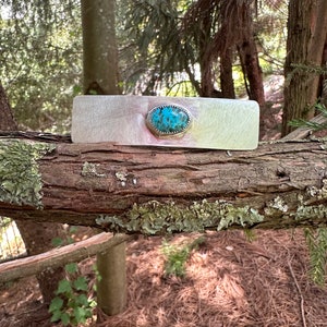 Turquoise Barrette / Tibetan Turquoise / Sterling Barrette / French Barrette / Artisan Barrette / Artisan Jewelry / Handmade Barrette