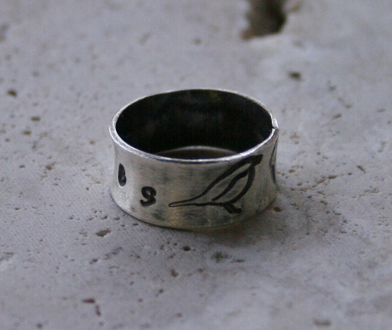 Personalized Ring Sterling Personalized Ring Stamped Ring Oxidized Personal Ring Child's Ring Mom's Ring image 3