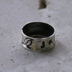 Personalized Ring Sterling Personalized Ring Stamped Ring Oxidized Personal Ring Child's Ring Mom's Ring image 4