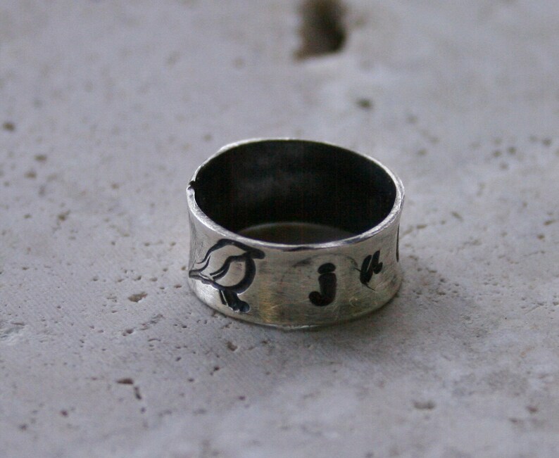 Personalized Ring Sterling Personalized Ring Stamped Ring Oxidized Personal Ring Child's Ring Mom's Ring image 4