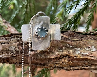 CUSTOM ~ Religious Necklace / Christian Necklace / Cross Necklace / Boho Necklace / Aquamarine Cross Necklace / Rustic Cross Necklace