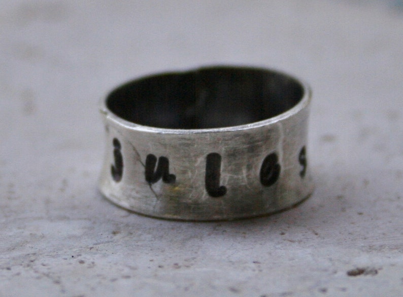 Personalized Ring Sterling Personalized Ring Stamped Ring Oxidized Personal Ring Child's Ring Mom's Ring image 2