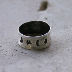 Personalized Ring Sterling Personalized Ring Stamped Ring Oxidized Personal Ring Child's Ring Mom's Ring image 1