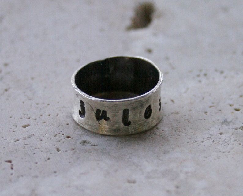 Personalized Ring Sterling Personalized Ring Stamped Ring Oxidized Personal Ring Child's Ring Mom's Ring image 1