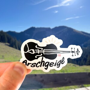 Arschgeige-sticker – Oostenrijks-Duits jargon, kiss-cut vinylsticker – GRATIS VERZENDING
