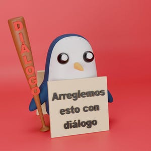 Pingüino con cartel Meme-Multicolor