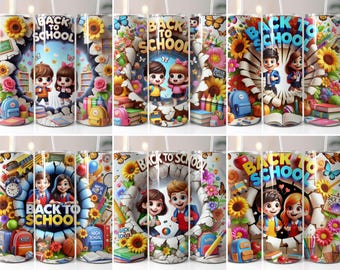 Terug naar school beker wrap bundel, terug naar school beker wrap bundel PNG, leraar cadeaupapier, leuke school ontwerpen, Instant Download