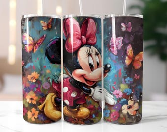Minnie Mouse-glasspapper PNG, rosa rosett 20oz glaspapper sublimering, Musse Pigg-glasspapper, digital nedladdningsfil