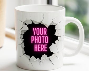 3D-gaatje in een mokomslag, 11oz, 15oz moksjabloon, foto mokomslag, moksublimatieontwerp, mokomslagsjabloon, instant digitale download, png