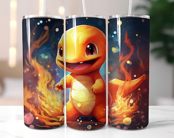 Charmander Tumbler Wrap PNG, Charmander Tumbler Wrap, Pokemon Tumbler Wrap PNG, Instant Download, Hoge kwaliteit PNG