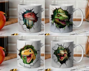 Dinosaurussen mok wrap bundel, dinosaurussen 11 oz en 15 oz mok bundel sublimatie wrap, instant download, hoge kwaliteit png