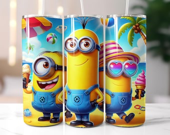 Minions Tumbler Wrap PNG, Funny Yellow Characters 20oz Tumbler Wrap, Cartoon Sublimation Design, Instant Digital Download