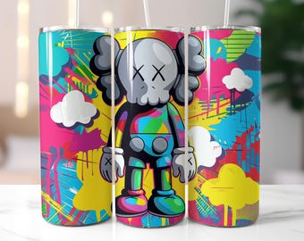 KAWS Tumbler Wrap PNG, Kaws 20oz Tumbler Sublimatie, Designer Toy Character Wrap, Digitale Download PNG, Instant Download