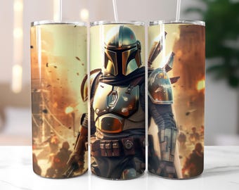 Mandalorian Tumbler Wrap PNG, Boba Fett Tumbler Wrap, Star Wars Tumbler Wrap PNG, Instant Download, High Quality PNG