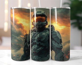 Master Chief Tumbler Wrap PNG, Master Chief Tumbler Wrap, Halo Game Tumbler Wrap PNG, Instant Download, High Quality PNG