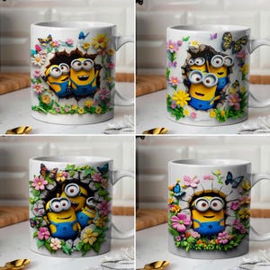 Pack d'emballage de tasse Minions, Minions 11 oz & 15 oz Mug Bundle emballage par sublimation, téléchargement immédiat, PNG de haute qualité