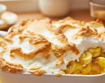 Ricetta del budino di banana vecchio stile / Dessert alla crema pasticcera fatto in casa del sud / PDF stampabile