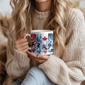 Hockey Lover&#39;s Accent Coffee Mug, Hockey Gift, Hockey Wife, Canada Theme, Ice Hockey Fanware, Unique Coffee Cup, Hockey Mug, NHL Playoffs